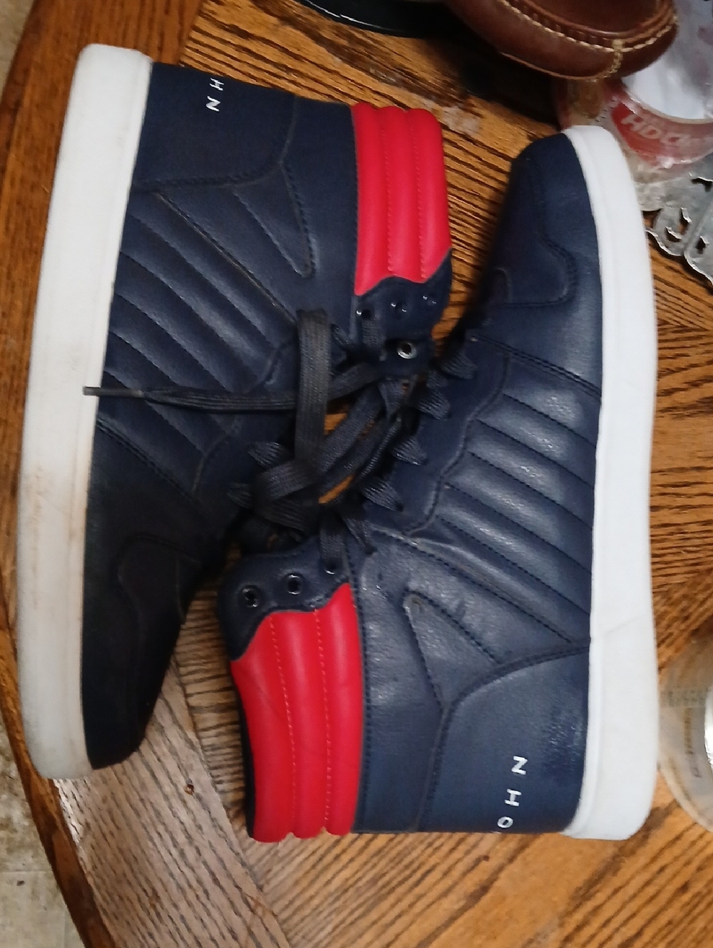 Sean John Navy and Red High-Top Sneakers, Sz.10.5